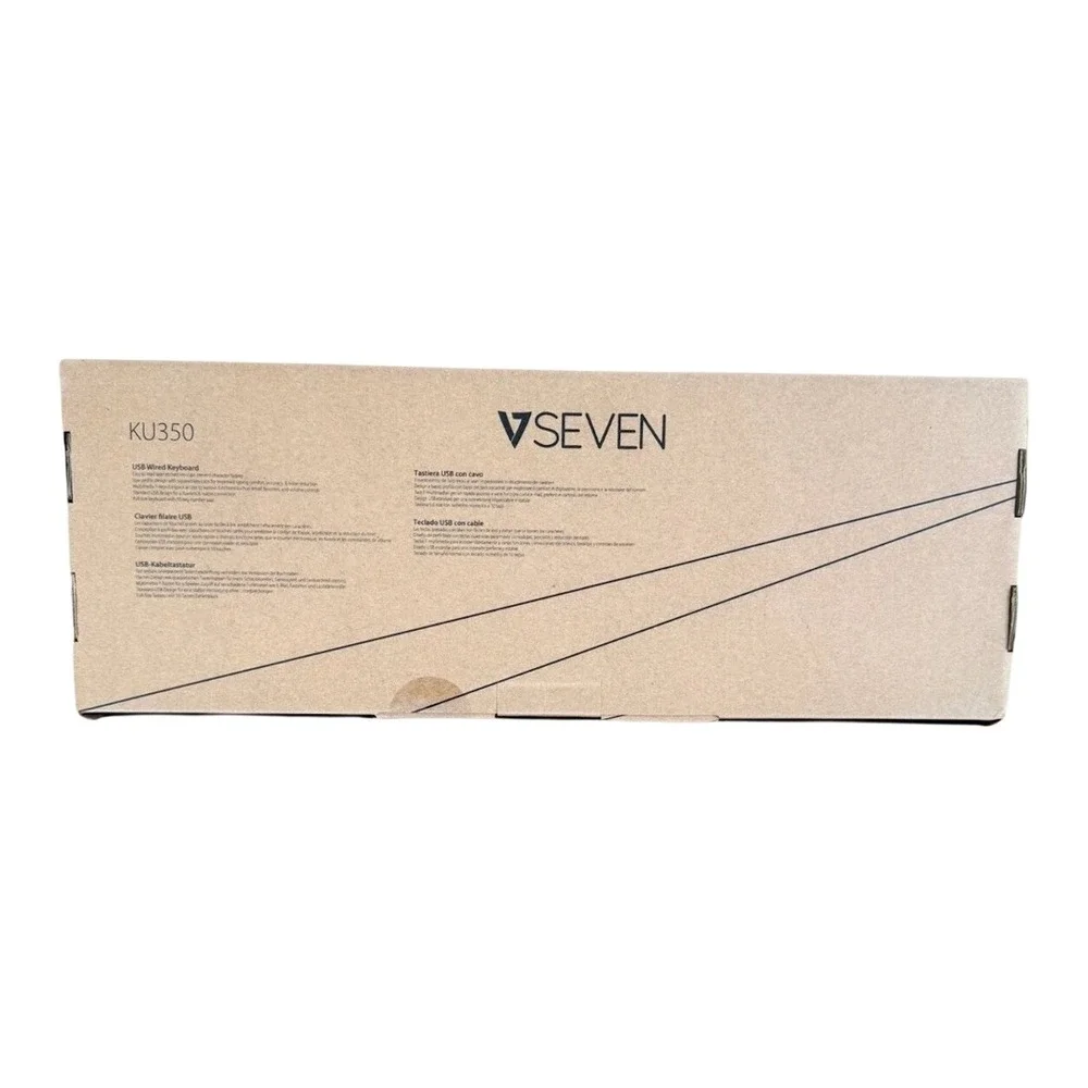V7 KU350US‎ USB Wired Keyboard Full Size Low Profile Quiet Keys Black US Layout